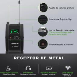 Sistema de monitoramento estéreo sem fio intra-auricular Phenyx Pro PTM-10 Sistema IEM Banda de frequência de 900 MHz/500 MHz para palestras em palco - Image 3