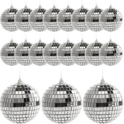 24 pçs bola reflexiva palco espelho bolas acessórios glitter ornamentos de natal mini discoteca teto encantos guirlanda flash - Image 1