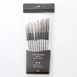 10 pincéis de pintura em aquarela artística, pincel de óleo acrílico plano e ponta, kit de pintura, caneta de desenho, materiais de arte, pintura à mão - Image 6
