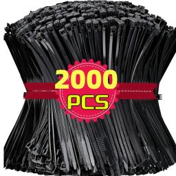 Self-Locking Nylon Abraçadeiras, Cord Ties Straps, Cabos ajustáveis Fixação Loop, Home Office Wire Zip Gravatas, Atacado, 2000 Pcs, 100Pcs - Image 1