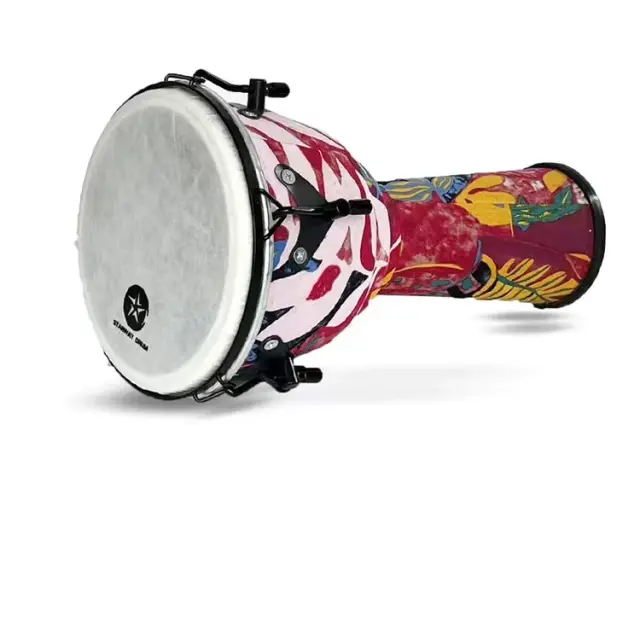 Djembe de Percussão em ABS e Pele de Couro, Tambor Africano Artesanal de 10,5 Polegadas para Adultos e Crianças