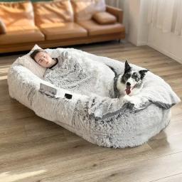 Cama removível antiderrapante, Almofada de canil para cães, Tapete de pelúcia lavável, Enchimento de esponja 3D, Cães gigantes - Image 1