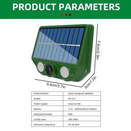 Ultrasonic Solar Repelente Animal Powered, Recarregável Jardim Deterrent, Yar Farm ao ar livre, Gato e cão - Image 6