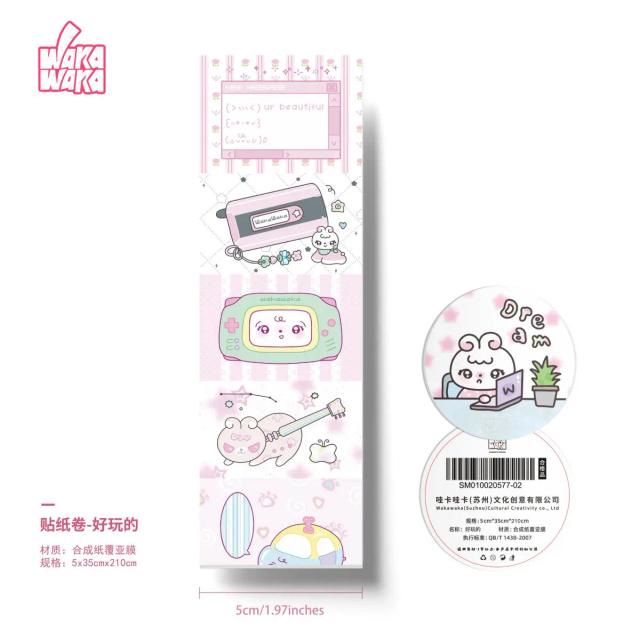 Fita Adesiva Wakawaka para Scrapbooking e DIY - Adesivos Coloridos para Planejadores e Álbum Artístico