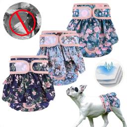 Pañales ajustables para perros, pañales lavables reutilizables para mujeres, vestido para perros con patrón de flores pequeñas y medianas, suministros para mascotas Cutey - Image 1