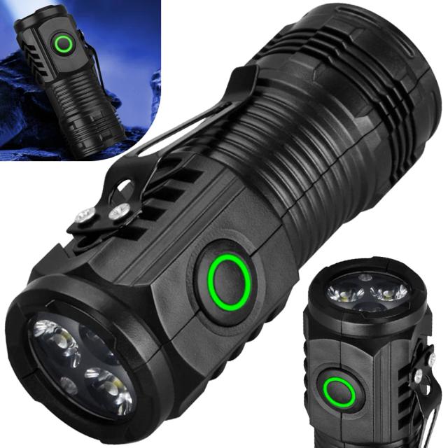 Lanterna de Bolso Recarregável USB-C Impermeável com Clip para Chapéu - Super Brilhante e Ideal para EDC, Camping, Caminhadas e Emergências (IPX4)