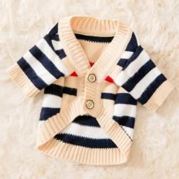 Cardigan de malha listrada para animais, roupas de cachorro, cachorro e gatinho, casaco chihuahua, suéter quente, roupas macias, moda para cães e gatos, inverno - Image 1