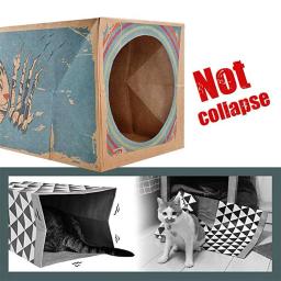 Brinquedo do gato do animal de estimação dobrável caixa de papel kraft casa dupla maneira túnel engraçado impressão casa do gato brinquedo acessórios para animais estimação suprimentos cão túnel tubo - Image 5