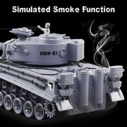Fumar tanque rc atirar bala infravermelho tanque de controle remoto brinquedo tigre modelo militar vibratório recoil com som led presente do menino - Image 4