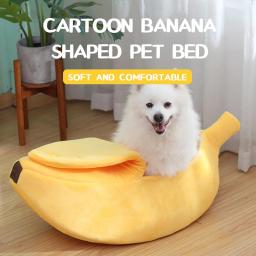 Cama de banana portátil para gato e cachorro, casa bonito e acolhedor, esteira quente e durável, cesta de animais, suprimentos, multicolor - Image 4