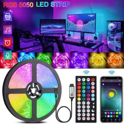 Luzes LED RGB flexíveis para decoração de quarto, fita de controle remoto, sincronização de música, WS2812b, USB 5V, lâmpada para quarto, festa, TV, mesa, quarto, 5050 - Image 1