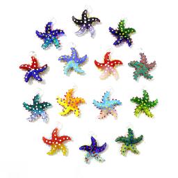 Ornamentos de pingente de vidro de charme de estrela do mar bonitos personalizados Ornamentos coloridos de estrela do mar de vidro para acessórios de fabricação de colar de jóias diy ou decoração de aquário - Image 1