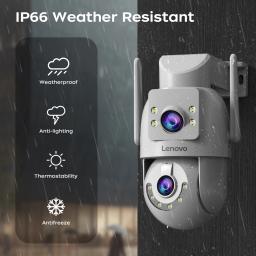 Lenovo 4k 6mp wifi câmera de vigilância segurança ao ar livre lente dupla tela ai rastreamento câmera ip ptz cctv vigilância vídeo - Image 5