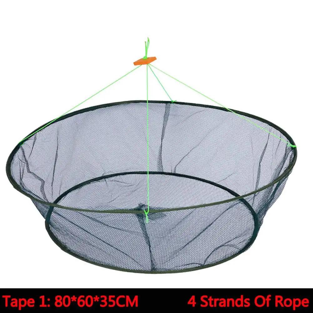 Portátil dobrável rede de pesca mão net com alça de corda de pesca para a captura de peixes camarão caranguejos lagosta acessórios de pesca - Image 1