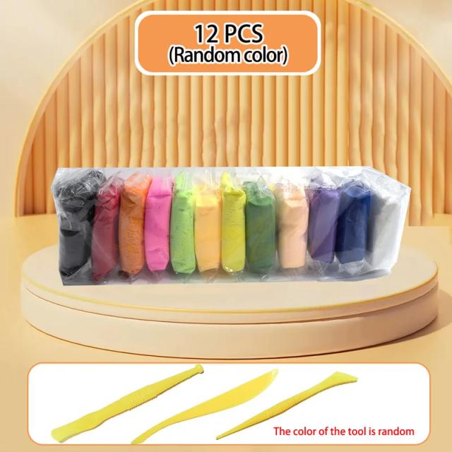 Conjunto de Argila Seca ao Ar 12/24/36 Cores Ultraleve Ferramentas de Escultura Artesanato DIY