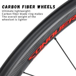Conjunto de rodas de carbono 700c mtb/bicicleta de estrada roda leve cubo de baixa resistência durável fibra de carbono 35/38/42mm de altura - Image 5