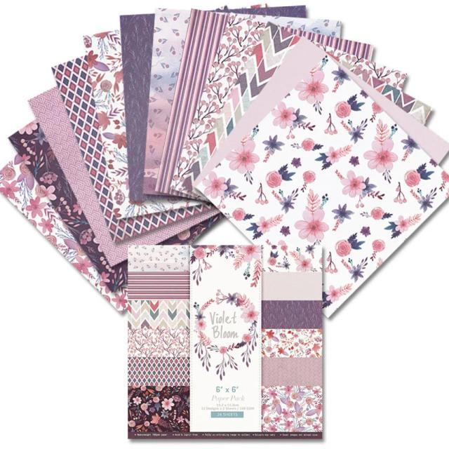 Conjunto de 24 Folhas de Papel de Scrapbook 15x15cm em Cardstock para Artesanato e Decoração DIY