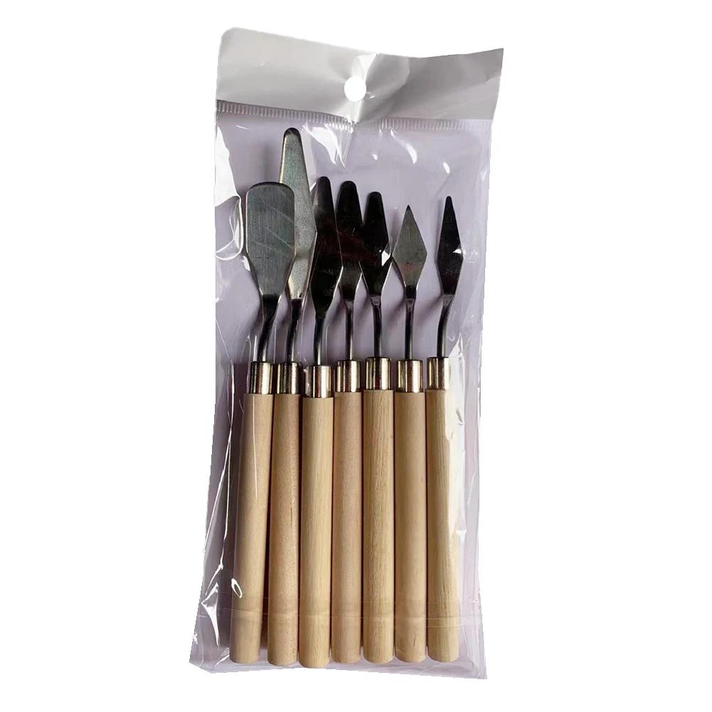 Aço inoxidável arte raspador, pintura a óleo textura faca, paleta ferramenta, pintura cor mistura pá, artesanato artista kit, 7pcs - Image 1