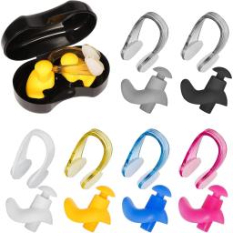 Natação Nose Clip Ear Plug Set, Clipe de nariz de silicone macio ambiental, Tampões para crianças, adultos, iniciantes, Natação Mergulho, Box - Image 1