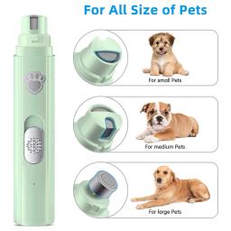 USB Recarregável Elétrico Pet Nail Grinder, Nail Clipper, Aparadores indolores com Polisher Wheel para pequenos e grandes animais - Image 6
