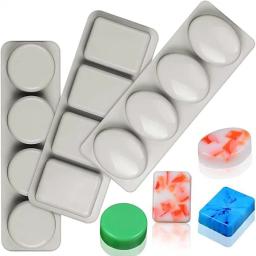 Molde de sabão de silicone oval/redondo/retângulo de 4 cavidades para fazer sabão artesanal, chocolate, velas de sabão e gelatina marrom - Image 1