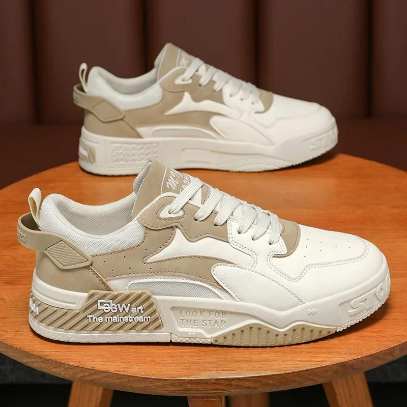 Novos esportes masculinos sapatos de plataforma confortáveis 2024 moda rendas até sapatos vulcanizados branco tênis casuais zapatillas - Image 1