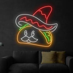 Sinal de néon de tacos mexicanos, sinal de néon personalizado, decoração de restaurante, sinal de néon, luz de loja de tacos mexicanos - Image 1