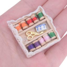 Mini Máquina De Costura Com Agulha Kit De Tesoura, Caixa De Costura, Simulação, Mobiliário, Casa De Bonecas, Acessórios Em Miniatura, 1:12 - Image 6
