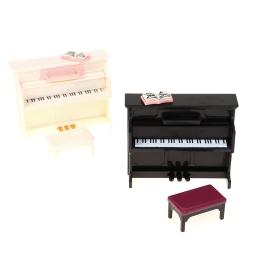 Vintage 1/12 dollhouse piano em miniatura w tamborete instrumento musical modelo boneca casa brinquedos acessórios decoração mini retro guitarra lute - Image 2