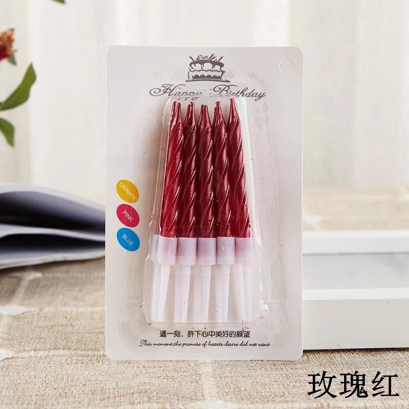 Tópico Cor Velas De Aniversário Com Suporte, Bolo De Vela, Fontes Do Partido, Decoração Do Casamento, Bebê, Atmosfera De Crianças, 10Pcs por Conjunto - Image 1