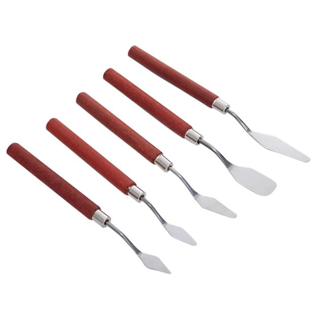 Conjunto de 5 ferramentas de paleta em aço inoxidável para artistas - espátulas e raspadores para pintura e confeitaria