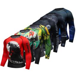 Treino de alta elasticidade dos homens camisetas, camisas de boxe, BJJ, MMA Rash Guard, Fitness, compressão esportiva, novo - Image 1
