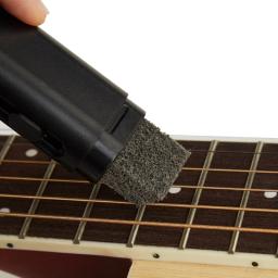 Limpador cordas guitarra cabeça dupla, removedor ferrugem com lubrificantes escova, cordas para limpeza baixo, - Image 3