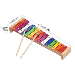 Glockenspiel Xilofone com Base De Madeira, Barras De Alumínio Coloridas, Instrumento Musical Educativo, Presente De Percussão, 15 Notas - Image 3