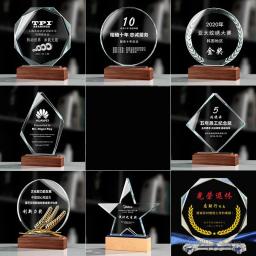Troféu De Cristal Personalizado, Base De Madeira Criativa, Excelente Decoração De Casa, Produção Profissional, Lembrança, Nova - Image 2