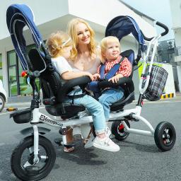 Carrinho de bebê pode sentar e deitar, triciclo duplo para crianças, bicicleta dupla, carrinho de bebê duplo, artefato de caminhada para bebês de 1 a 7 anos de idade - Image 2