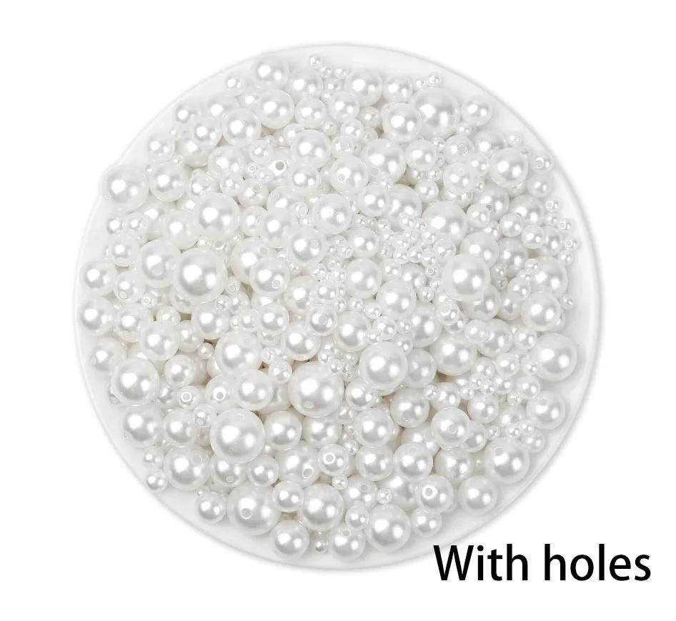 Grânulos de Pérola Artificial Marfim ABS 3-40mm para Artesanato e Joias DIY