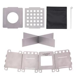 Lixada-Lightweight Folding Titanium Camping Fogão, Fogão a lenha portátil, Fogão de bolso ao ar livre para cozinhar mochila - Image 2