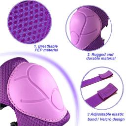 Conjunto de equipamentos de proteção para crianças 6 em 1, cotoveleiras e joelheiras com protetor de pulso para patinação, ciclismo, bicicleta, patins, scooter - Image 3