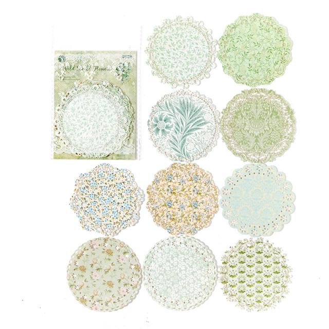 Conjunto de 10 Pcs de Flor Vintage em Papel com Laço - Itens Decorativos para Planejamento, Scrapbooking e Artesanato DIY com Borboletas