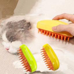 Escova de vapor elétrica para animais de estimação, cão e gato Spray de água, Kitten Pet Comb Depilação macia de silicone Escova de cabelo de banho - Image 1