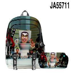 Mochila dos desenhos animados para escola, Mochila 3D Game, Mochila para WC, Caneta, Esportes, Novo Produto, Skibidi - Image 3