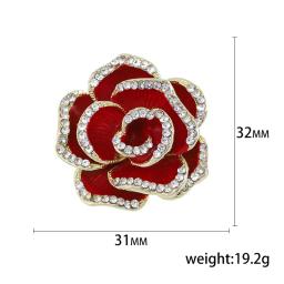 Dmari feminino broche esmalte pino vermelho & preto florescendo rosa lapela pinos flor emblema requintado acessórios jóias de luxo para roupas - Image 4