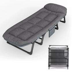 Reclinável cama dobrável com almofada traseira ajustável, cadeira dobrável preguiçoso, Camping, pesca, relaxar Quarto - Image 1