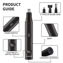 2025 NOVO! Xiaomi 3 em 1 elétrica nariz orelha aparador de pêlos para homens indolor recarregável costeletas sobrancelhas barba máquina de cortar cabelo barbeador - Image 4