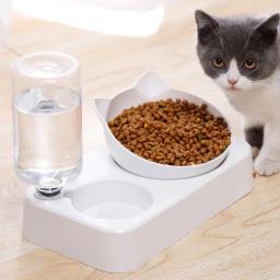 Alimentador automático do animal de estimação com dispensador de água, cão e gato tigela de comida, Double Drinking Dish, suporte levantado - Image 2
