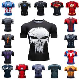Terno de fitness impresso em 3D masculino, camisa apertada, manga curta, top esportivo, musculação, musculação, ácido, novo - Image 1