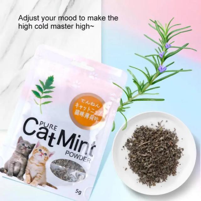 Pó Natural de Folhas de Hortelã para Gatos - Saudável, Não Tóxico e de Alta Qualidade para Cuidado Digestivo - 5g por Pacote