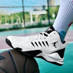 Tênis de basquete de couro antiderrapante para homens e mulheres, tênis de basquete, amortecimento, treinamento de ginástica, botas esportivas - Image 3