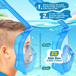 Máscara completa de snorkel facial para crianças, montagem destacável da câmera, visão ampla, anti-nevoeiro, anti-vazamento, mergulho, natação, criança - Image 6
